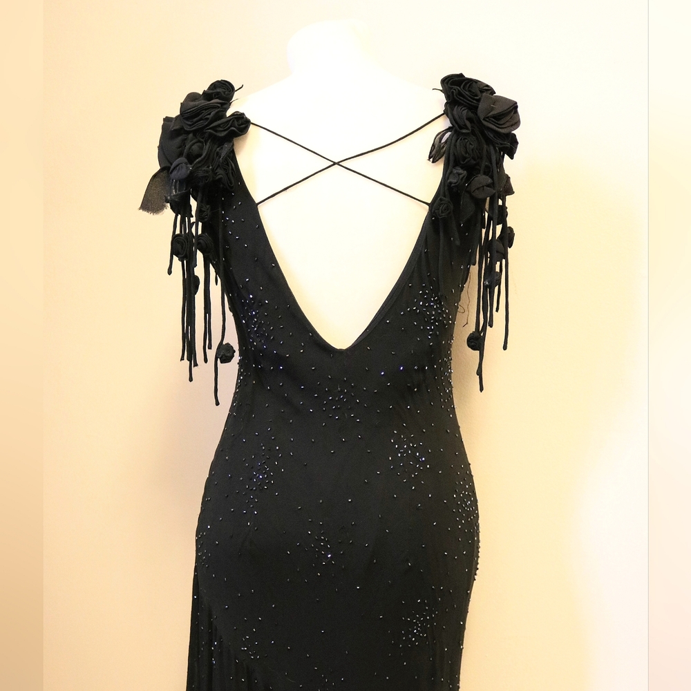 Sue Wong Nocturne Bead Embellished Silk Cocktail Evening Dress